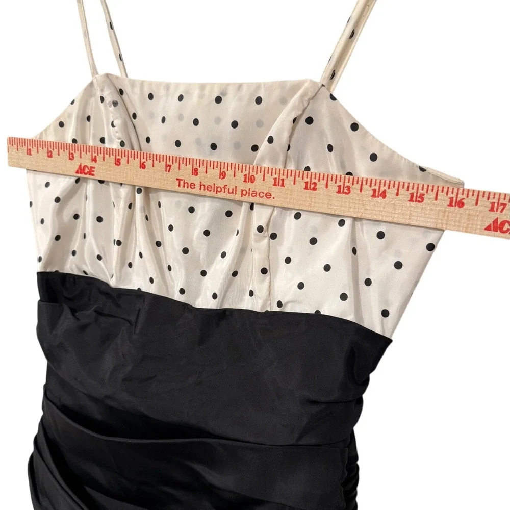 Polka Dot Taffeta Cocktail Dress 4 Vintage 80s/90s Holiday Party Black White y2k